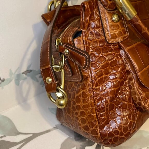 Coach Leather Croc Embossed 16796 Kristin Satchel - Picture 6 of 13
